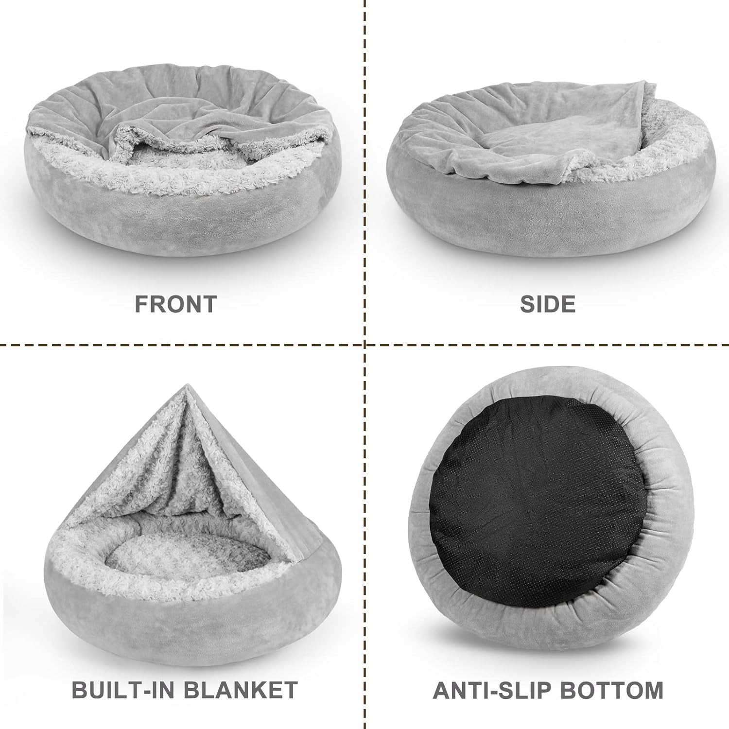 joejoy-small-dog-bed-cat-bed-with-hooded-blanket-cozy-cuddler-luxury-puppy-pet-bed-donut-round-calming-anti-anxiety-dog-burrow-cave-bed-anti-slip-bottom-and-machine-washable-23-inch