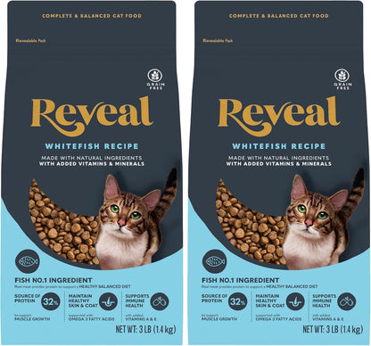 Reveal Whitefish Grain Free Complete Dry Cat Food 3 Lb Bag | High Quality Protein, Grain Free, Omega-3 Fatty Acids for Healthy Skin & Coat, Added Vitamins & Minerals, Complete & Balanced12