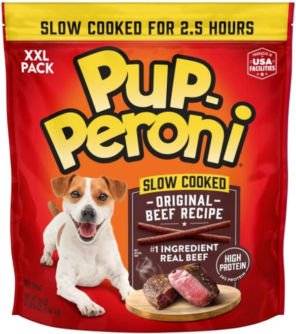 Pup-Peroni Dog Training Treats Made with Real Beef, 8 Bags (5.6 Oz. Each) | Slow Cooked 2.5+ Hours for a Tender Texture & Rich, Meaty Taste. 24% Protein. No Fillers. No Red 40.20