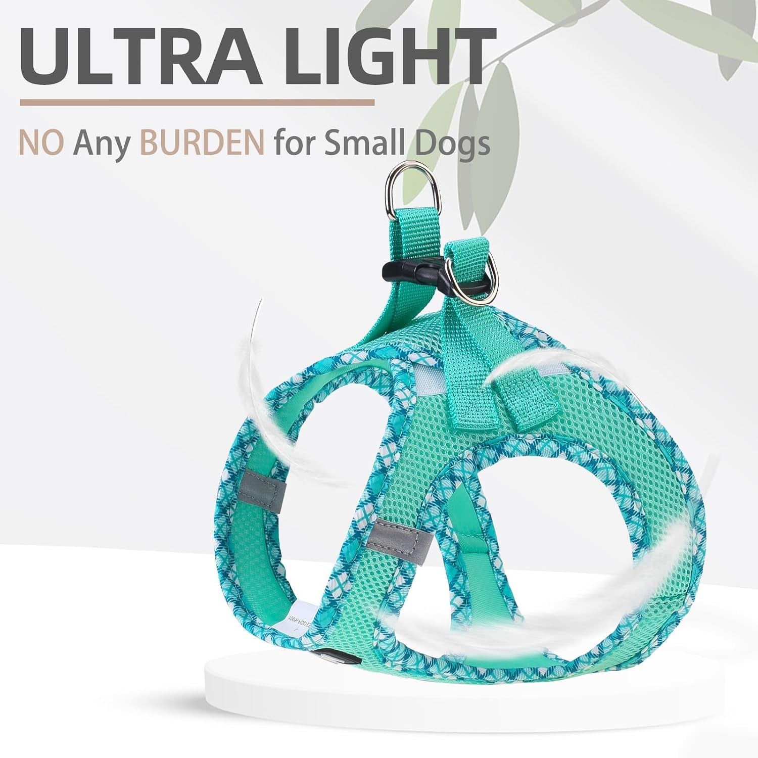 pupteck-dog-harness-and-leash-set-for-small-medium-dogs-no-pull-step-in-soft-mesh-puppy-cat-vest-harnesses-reflective-at-night-green-s