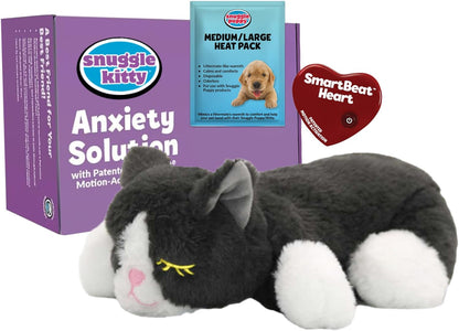Snuggle Kitty Heartbeat Cat Toy for Kittens and Cats with Real-Feel Pulse and Heat Pack, Calming Sleep Aid for Cat Anxiety, New Kitten Essentials - Tan Tiger7