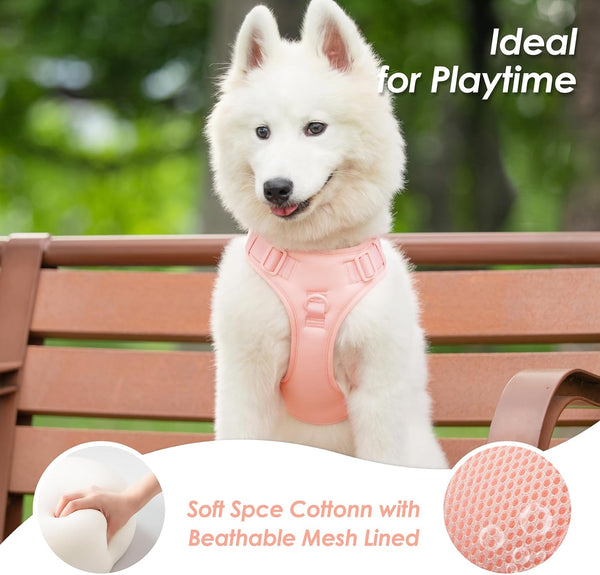 No Pull Dog Harness, Puppy Vest with Front Clip for Small Medium Large Sized Dog(Light Pink,L)6