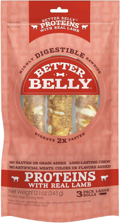 Better Belly Highly Digestible Rawhide Large Roll Chews, 3 Count (Pack of 1)19