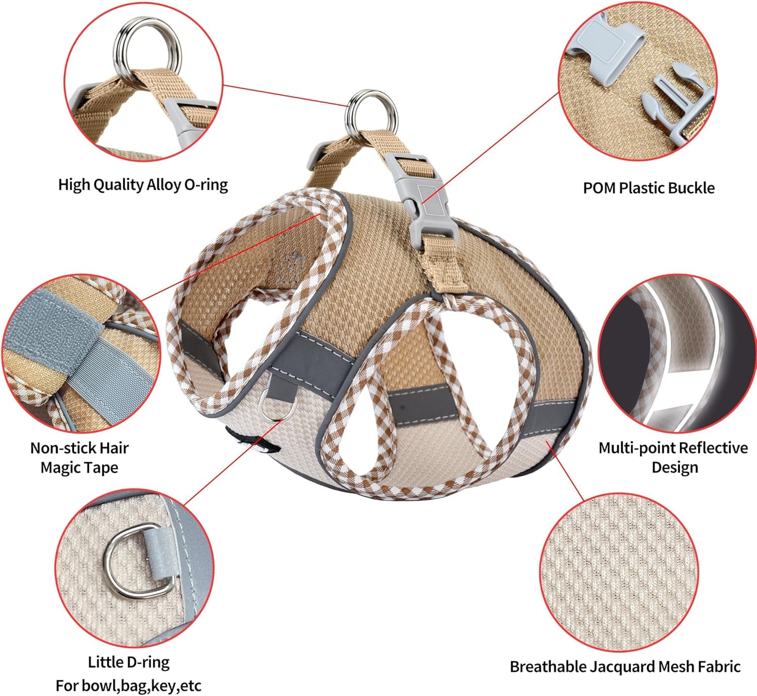 aiitle-tiny-dog-harness-lightweight-mesh-step-in-vest-for-puppy-reflective-escape-proof-design-with-high-stick-magic-tape-indoor-outdoor-use-for-chihuahua-maltese-shih-tzubrown-beige-xxxs