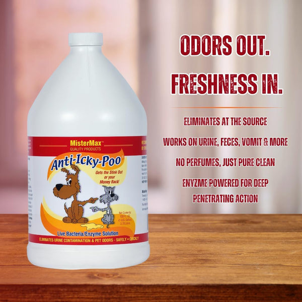 Mister Max anti Icky Poo Pet Urine Enzyme Cleaner, Original Scent, 1 Gallon | Feces Odor Remover, Enzymatic Cleaner for Dog & Cat Urine, Pet Odor Remover Spray2