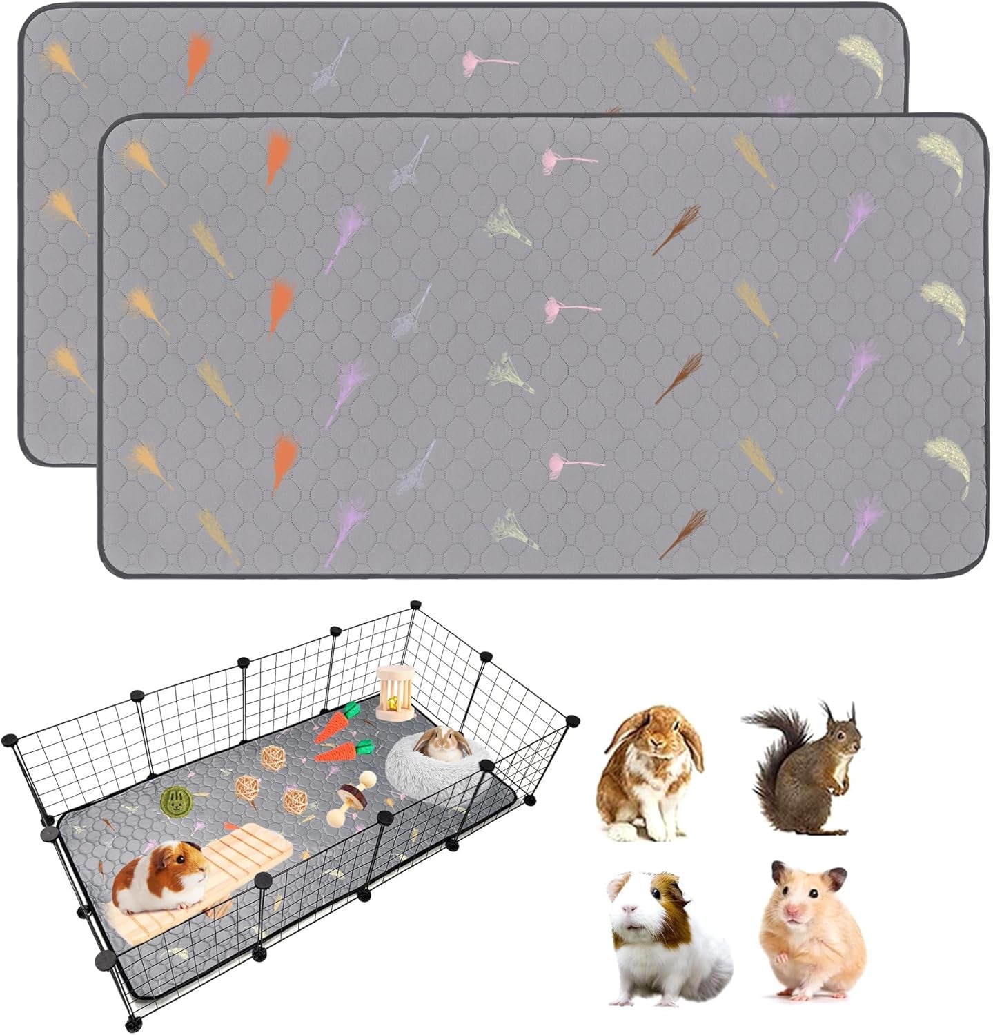 2pcs-guinea-pig-cage-liners-guinea-pig-fleece-cage-liners24x48-super-absorbent-washable-pee-pads-reusable-for-rabbit-hamster-chinchilla