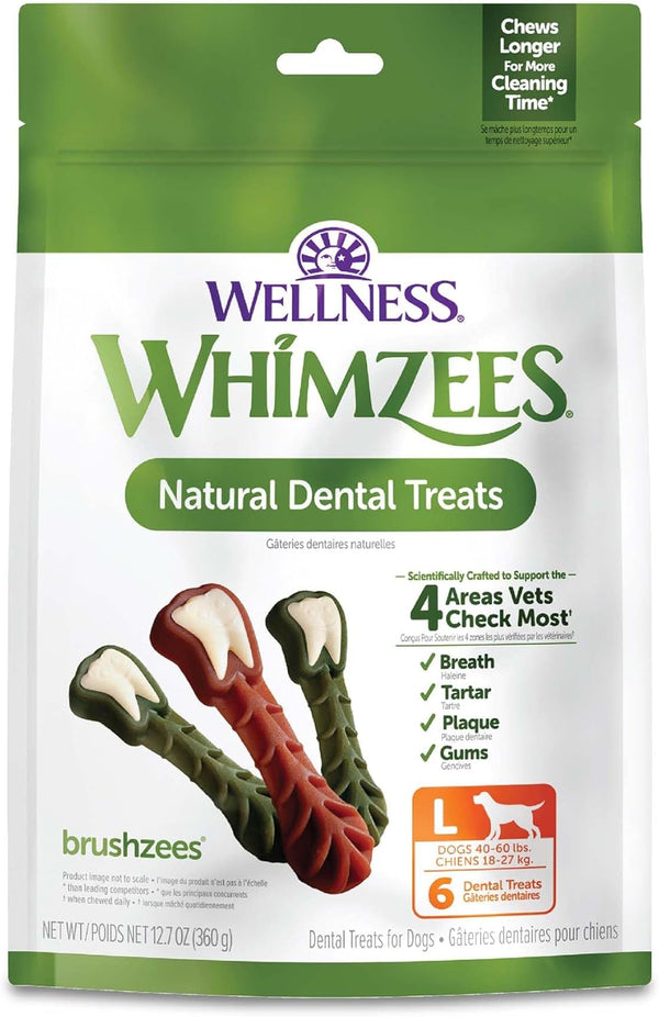 Whimzees Wellness Brushzees Natural Dog Dental Treat, VOHC Accepted Chews, Freshens Breath, Extra-Small Size, 12.7 Oz Bag, 48 Count17