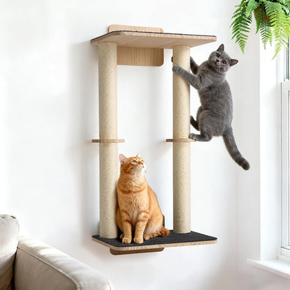 Veehoo Cat Wall Shelves, 28.3" Cat Wall Furniture with Scratcher | Cats Wall Climber, Dual Sisal Scratching Posts, Carpeted Perch, Easy Installation, Drywall Mounting1