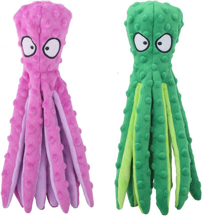 CPYOSN 2 Pack Octopus Dog Toys, No Stuffing Squeaky Crinkle Plush Chew Toys | Mess-Free Design, Interactive Squeaker & Crinkle Sounds, Machine Washable, 12.6 Inch for All Breeds8