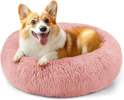 Hoewina Dog & Cat Bed for Indoor Cats, 20In Calming Donut Bed for Puppy and Kitten, Washable round Fluffy Pet Bed for Small Medium Dogs and Cats (Light Grey)51