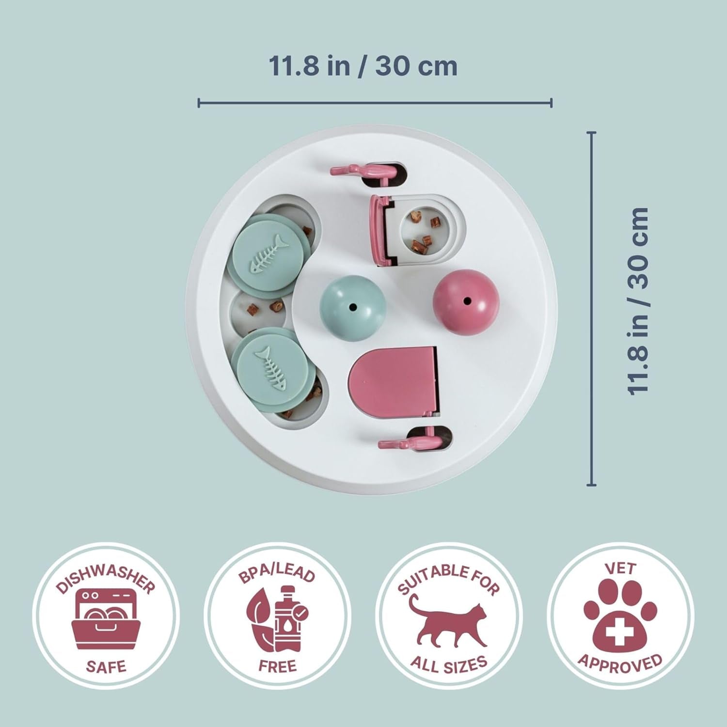 trixie-cat-activity-flip-board-4-module-treat-puzzle-enrichment-toy-for-mental-stimulation-slow-feeding-interactive-cat-toy-for-indoor-cats-berry-gray-9-x-9-x-2-5-in