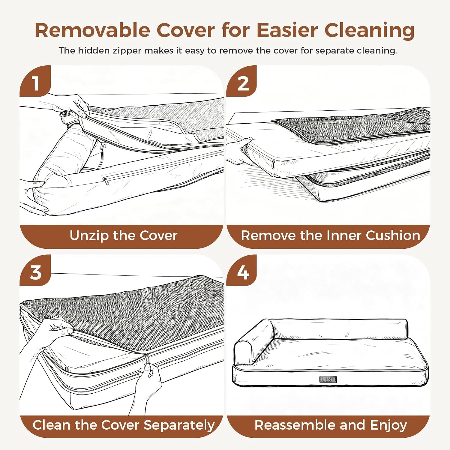 outdoor-waterproof-dog-bed-for-small-dogs-egg-crate-foam-crate-pad-with-raised-bolster-removable-washable-leather-look-cover-non-slip-bottom-brown-for-dogs-up-to-20-in-long