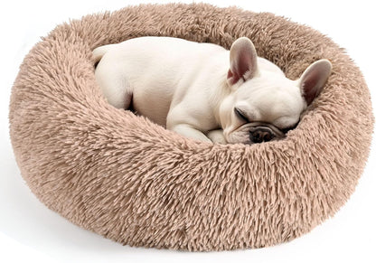 Hoewina Dog & Cat Bed for Indoor Cats, 20In Calming Donut Bed for Puppy and Kitten, Washable round Fluffy Pet Bed for Small Medium Dogs and Cats (Light Grey)44