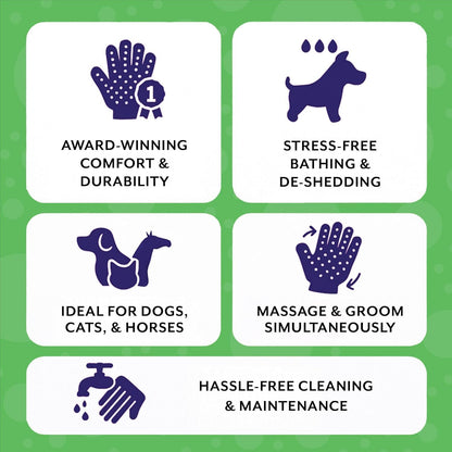 H Handson Pet Grooming Gloves - Patented #1 Ranked, Award Winning Shedding, Bathing, & Hair Remover Gloves - Gentle Brush for Cats, Dogs, and Horses (Black, Medium)7