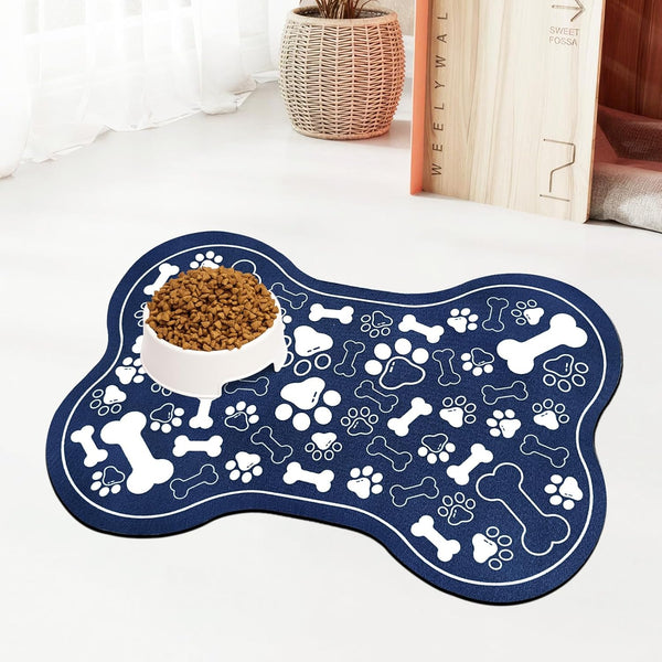 Dog & Cat Food Mat Bone Shaped Pet Feeding Mat Quick Absorb Water Bowl Placemat with Rubber Backing Indoor Floor Stain Resistant Pet Accessory Supplies (Light Pink Small, 12X18 Inches)8