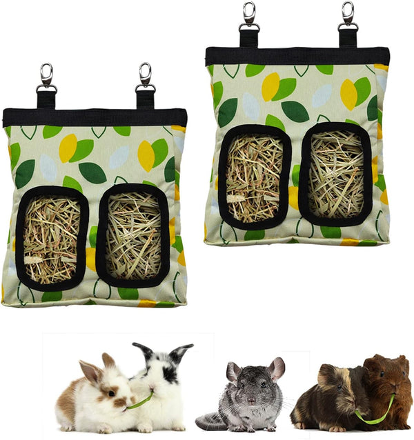 RIOUSSI Guinea Pig Hay Feeder, Hanging Rabbit Hay Feeder Bag. Blueflower | Upgraded Double Layer Fabric | Bite Resistant | Cleaner Hay & Less Mess | Small Animal Hay Holder for Bunnies & Chinchillas17