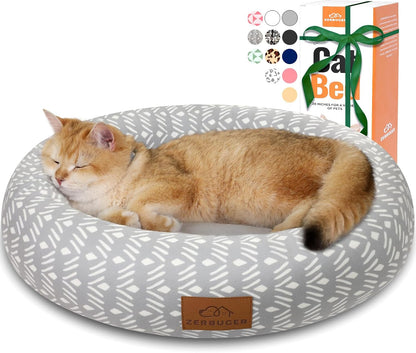 Zerbuger 20In Washable Cat Beds for Indoor Cats - round Donut Pet Bed for Cats, Small Dogs, Puppy, Kitten - Anti-Slip Bottom, Calming Bed Gift - Pink13