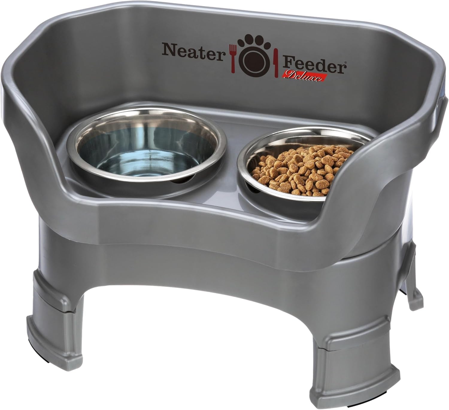 neater-feeder-deluxe-mess-proof-elevated-dog-bowls-for-small-dogs-up-to-19-lbs-2-height-adjustable-6-7-5-no-spill-raised-dog-bowl-stand-stainless-steel-food-bowl-set-made-in-usa-cappuccino