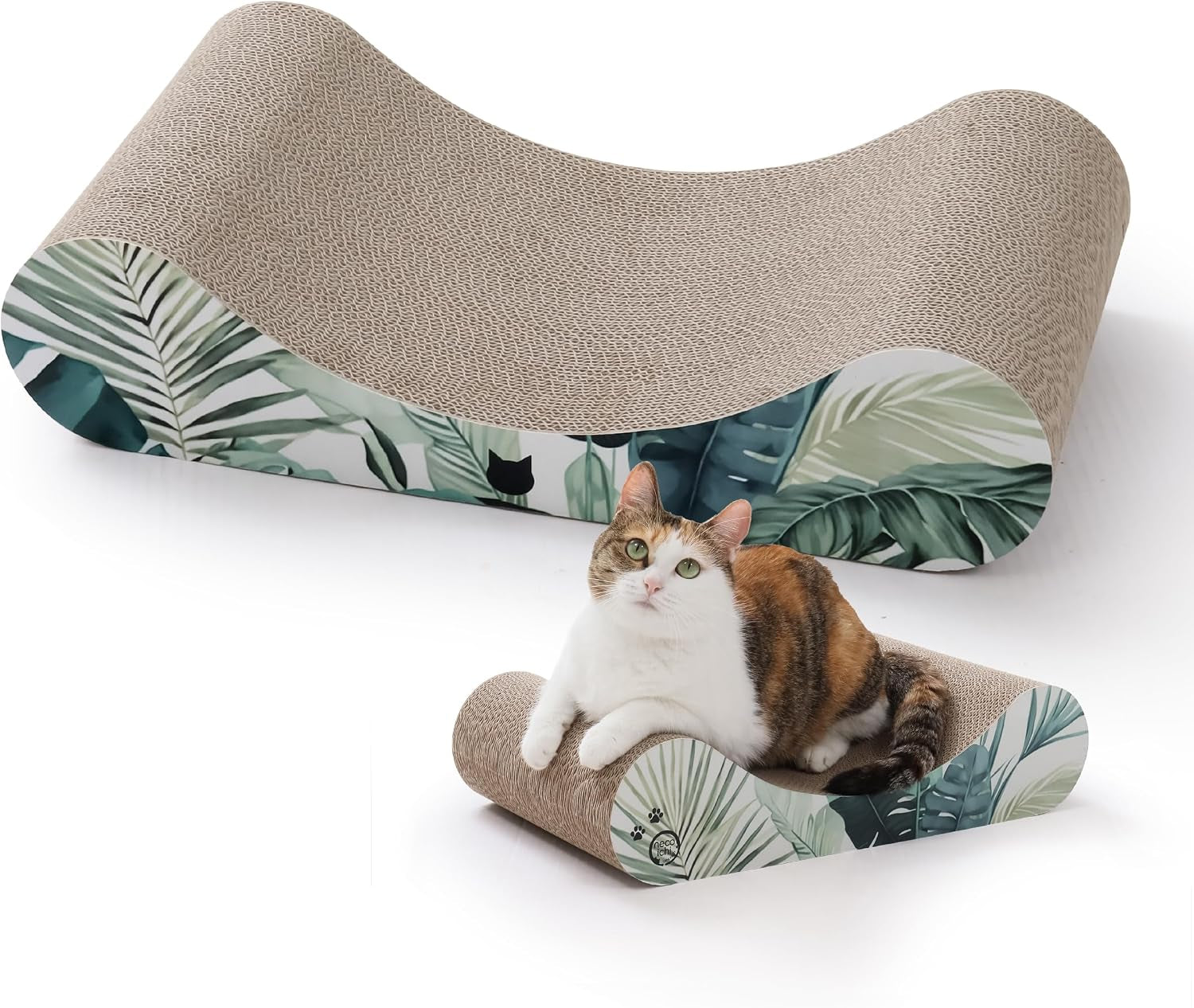 necoichi-cardboard-cat-scratcher-bed-for-indoor-cats-cat-scratching-board-horizontal-cat-scratch-pad-lounger-with-reversible-usability-and-extra-comfort-for-lounge-curved-23-large-dark-cherry