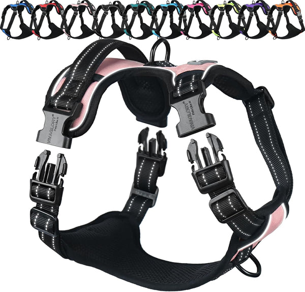 VIVAGLORY No Pull Dog Harness Vest Harness, L, Orange - Patterned | with Handle Front and Back Clip for Training & Pulling, No Pull & Escape Proof Padded Adjustable for Pet Puppy8