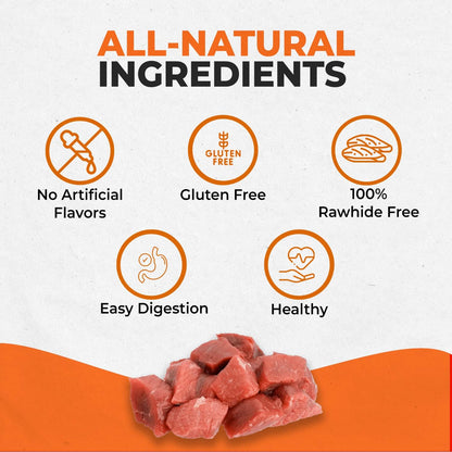 Canine Naturals Rawhide Free Beef Receipe Dog Chews, Sticks, 40 Count | 100% Rawhide Free, Made with Real Beef, Poultry Free, All-Natural, Easily Digestible, 5 in Sticks, Dog Treats, Bulk Pack4