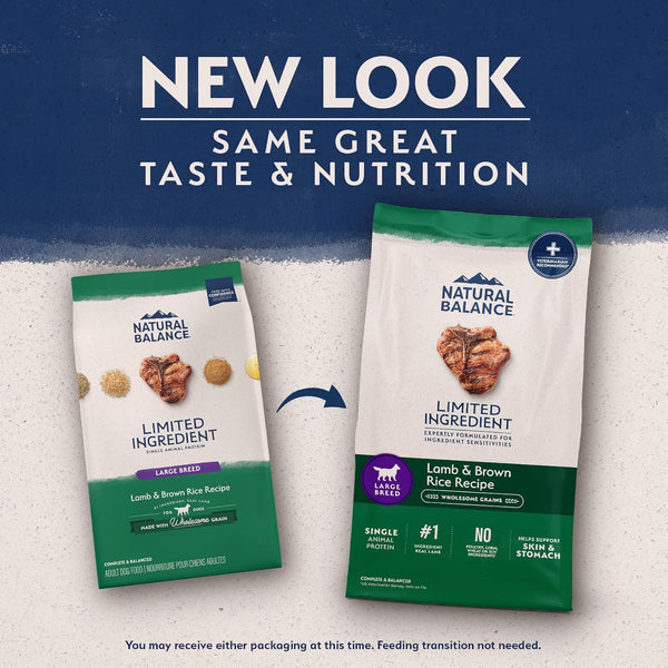 Natural Balance Limited Ingredient Large Breed Dry Dog Food - Complete Nutrition for Large Breeds - Wholesome Grains Brown Rice Recipe - Limited Ingredient Formula - 26 Lb - Lamb & Brown Rice2