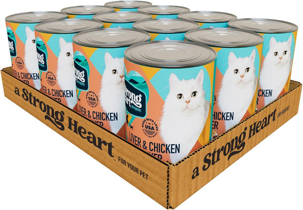 A Strong Heart Canned Wet Cat Food, Special Supper Dinner Pâté — Turkey, Whitefish & Liver — Complete & Balanced for Adult Cats, Made in USA — 13.2 Oz Cans, Pack of 1211