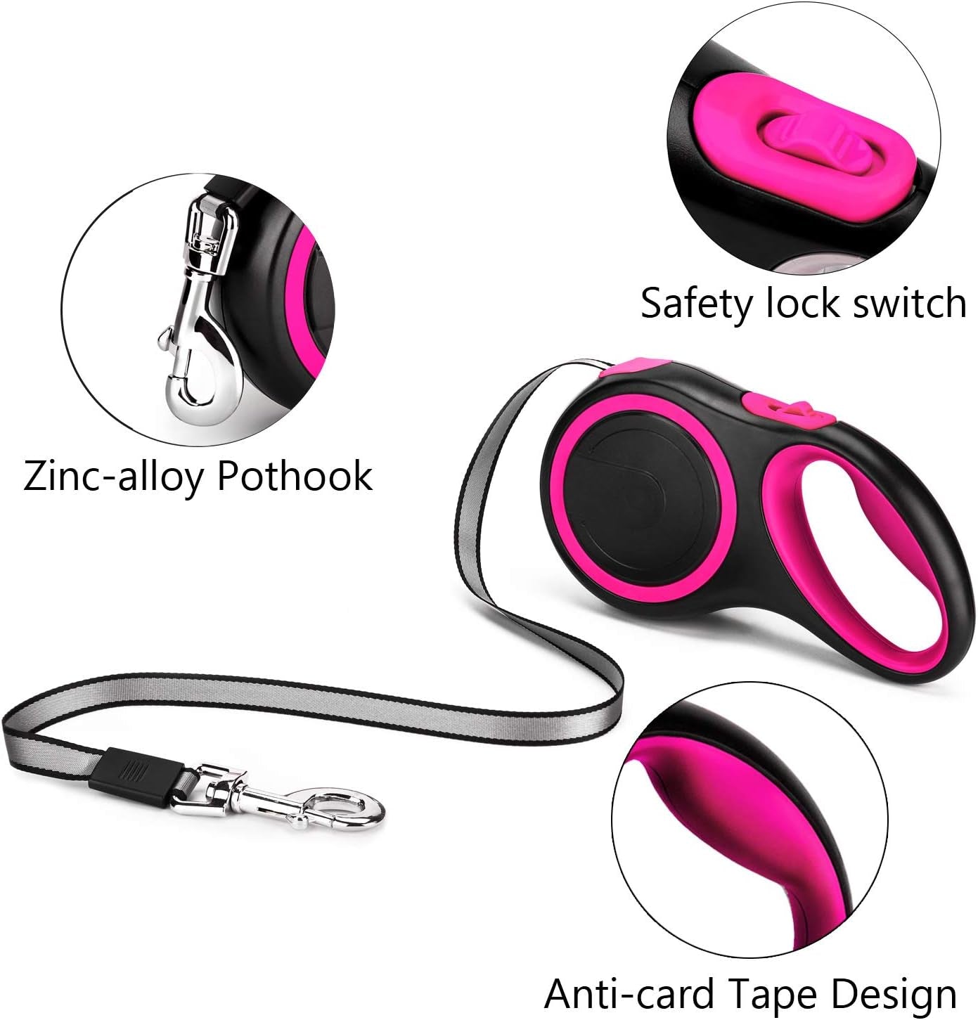 segarty-26ft-dog-leash-retractable-8m-dog-leads-long-for-medium-large-breed-pets-44-110lbs-no-tangle-nylon-tape-and-1-button-break-lock-heavy-duty-leash-for-training-running-pink