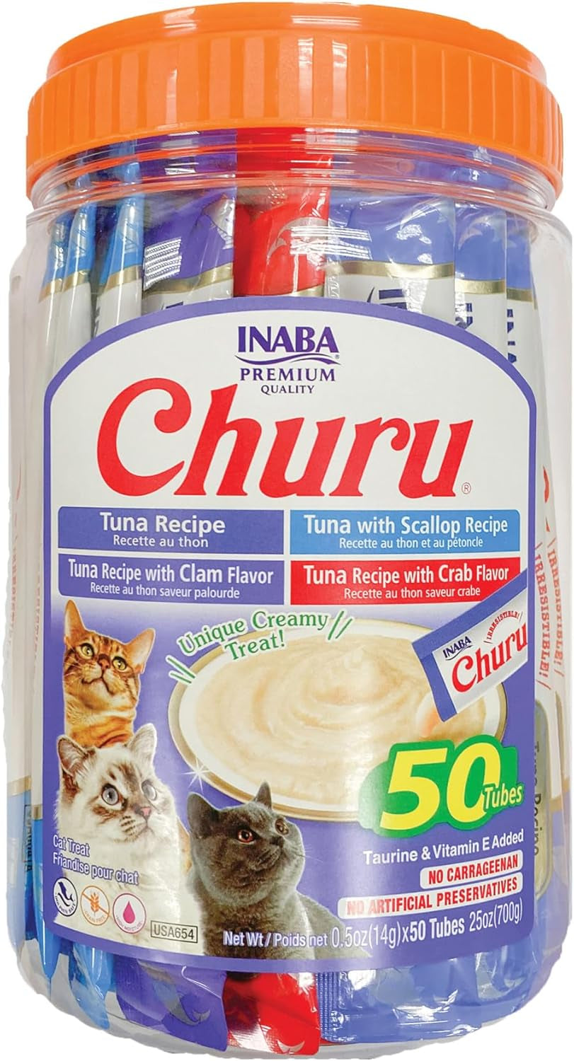 inaba-churu-cat-treats-lickable-squeezable-creamy-puree-cat-treat-with-green-tea-extract-taurine-0-5-ounces-each-tube-40-tubes-tuna-variety-box