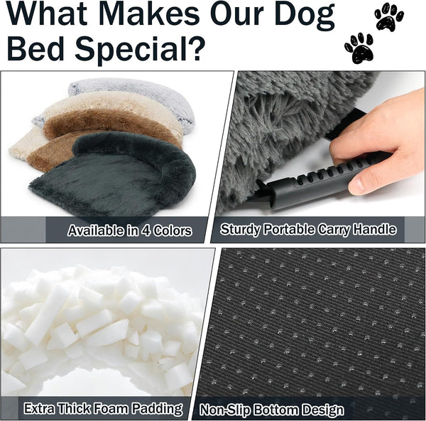 Calming Dog Bed for Couch, Thickened Plush Dog Mat with Raised Bolster, Washable Pet Sofa Bed & Furniture Protector, Non-Slip Dog Couch Cover for Small Medium Large Dogs & Cats (Dark Gray, X-Small)6