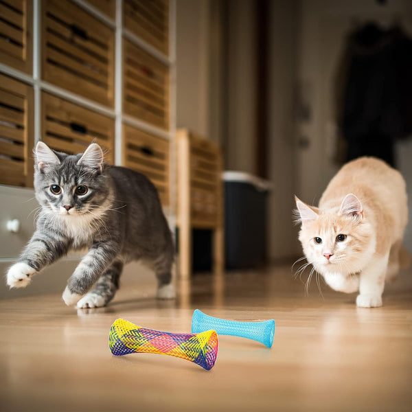 Leitee 60 Pcs Cat Spring Toys Kitten Tubes Indoor Interactive Chinese Finger Trap Cat Toys Plastic Coil for Pet Hunt Scratch(Random Colors)6