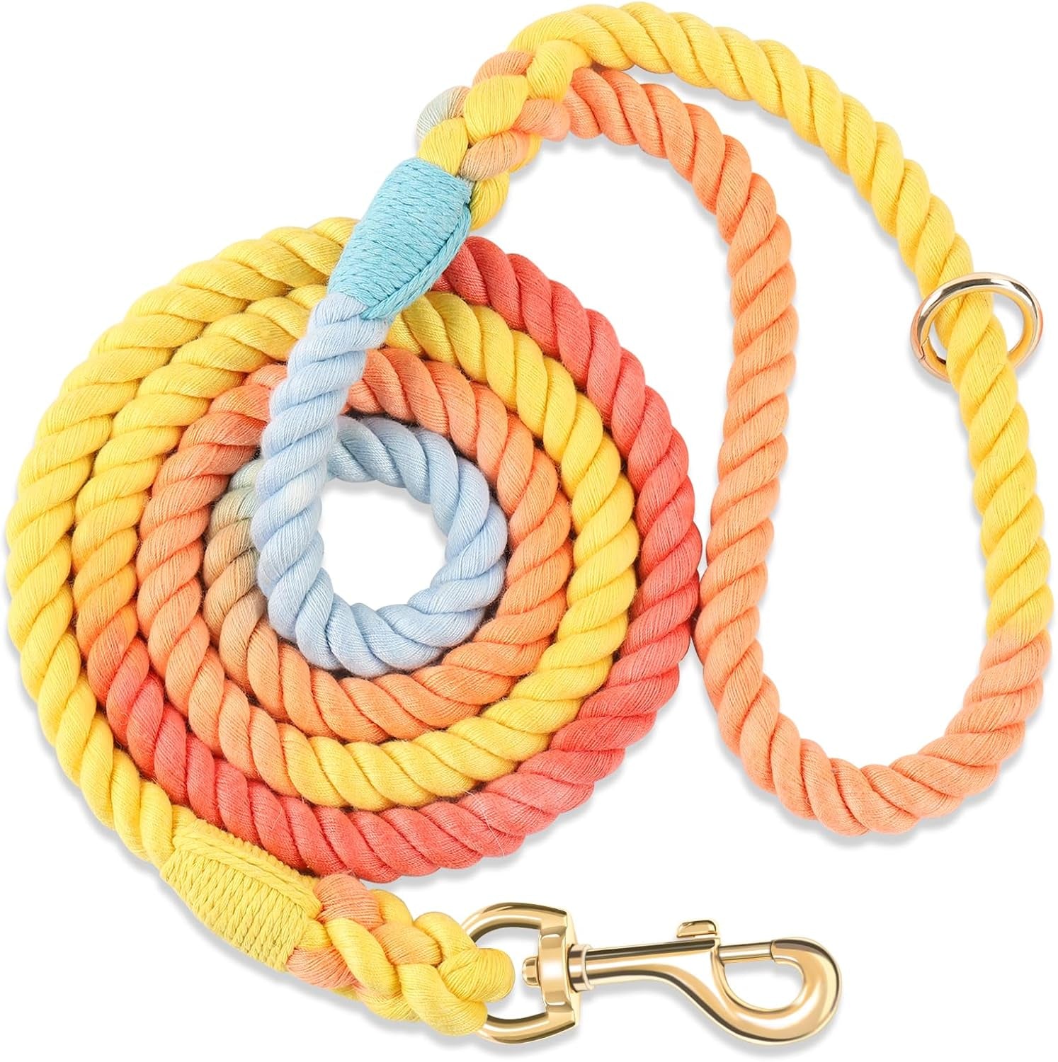 5-ft-handmade-rope-dog-leash-for-small-medium-and-large-dogs-soft-and-comfortable-grip-new-golden-heavy-duty-metal-clasp-colorful-macaron