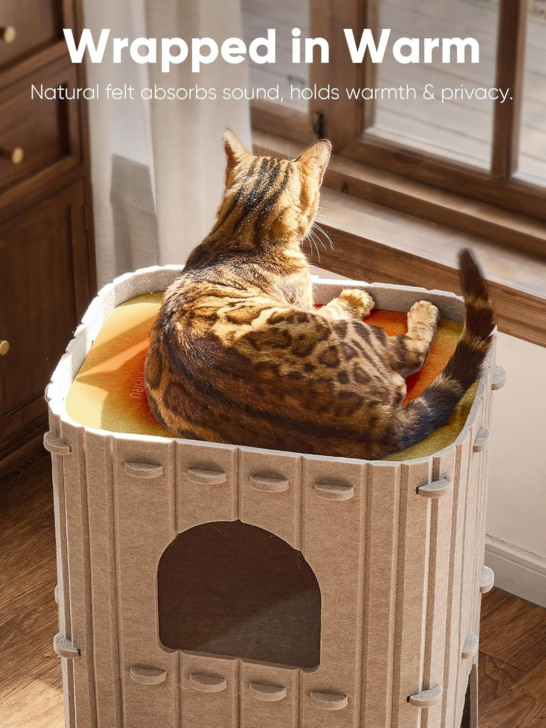 fukumaru-cat-house-for-indoor-cats-warm-felt-cat-bed-scratch-resistant-large-cat-bed-cave-3-in-1-cat-condo-cozy-felt-covered-cats-tunnel-23-62-inch-kitten-hideaway-for-multicats-beige
