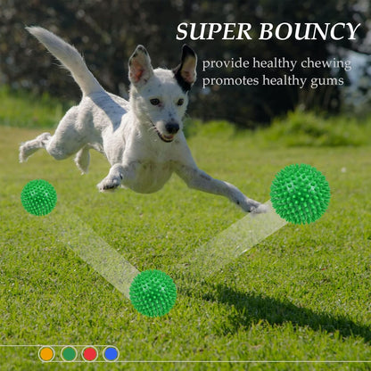 Dog Balls 4.5” Squeaky Dog Toys Spikey Ball for Aggressive Chewers Heavy Duty Teething Large Medium Durable Dogs Balls (4 Pack)7