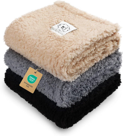 1 Pack 3 Calming Blankets Fluffy Premium Fleece Pet Blanket Soft Sherpa Throw for Dog Puppy Cat Beige Small (23" X16'')11