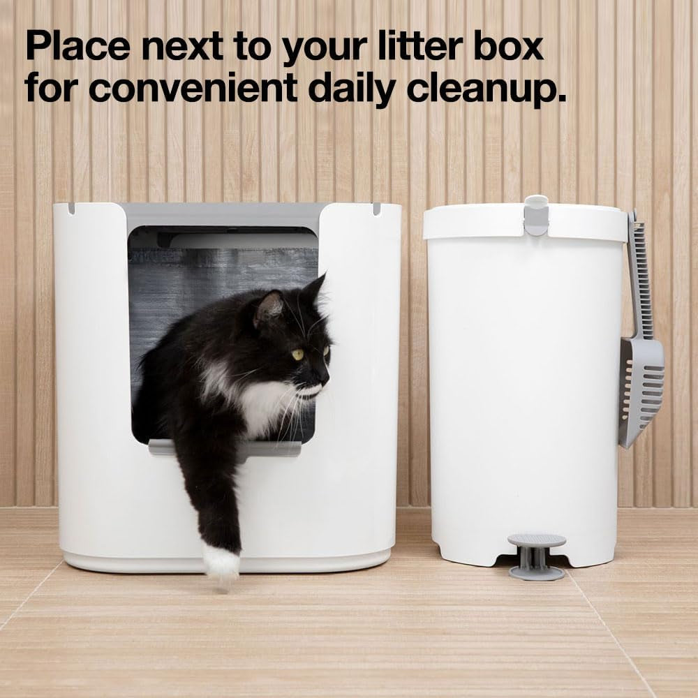 modkat-litter-keeper-cat-litter-disposal-scoop-filters-bags-gray-odor-sealing-litter-disposal-includes-a-scoop-charcoal-filters-and-recycled-waste-bags