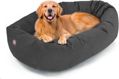 Majestic Pet 32 Inch Suede Calming Dog Bed Washable – Cozy Soft round Dog Bed with Spine Support for Dogs to Rest Their Head - Fluffy Donut Dog Bed 32X23X7 (Inch) - round Pet Bed Medium – Sage36