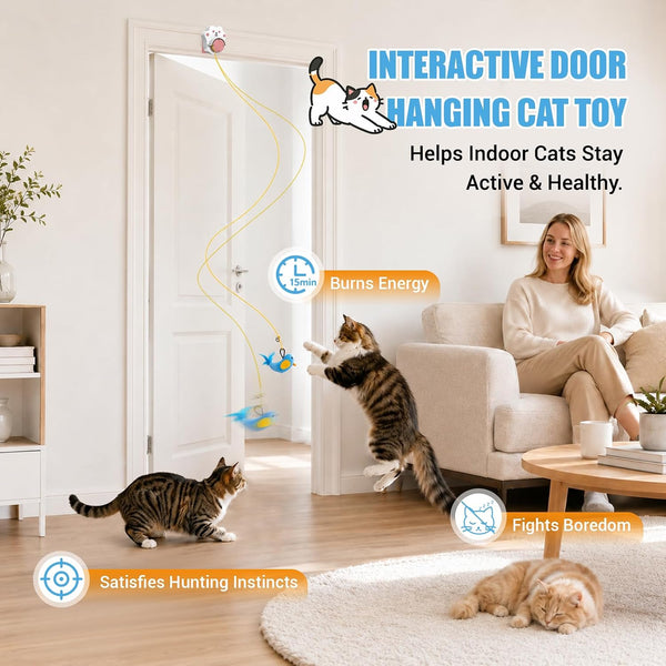 Interactive Cat Toys for Indoor Cats, Automatic Flying Bird & Mouse | Chase Exercise Enrichment Stimulation, USB Large-Capacity Rechargeable Electric Door Hanging Toy for Bored Kitten & Adult Cat4