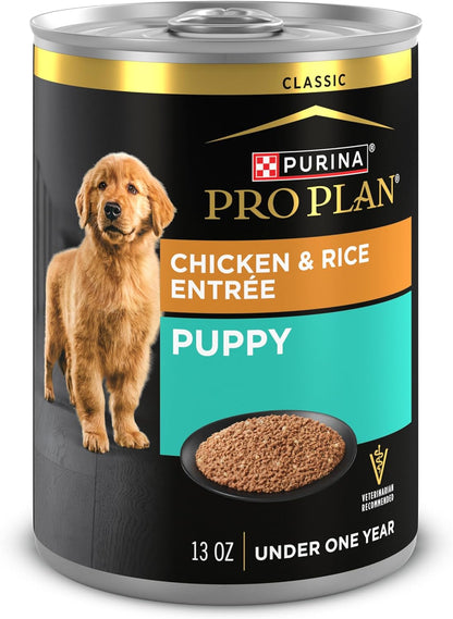 Purina Pro Plan Wet Puppy Food Pate, Wet Food Classic Chicken and Rice Entrée - (Pack of 12) 13 Oz. Cans1