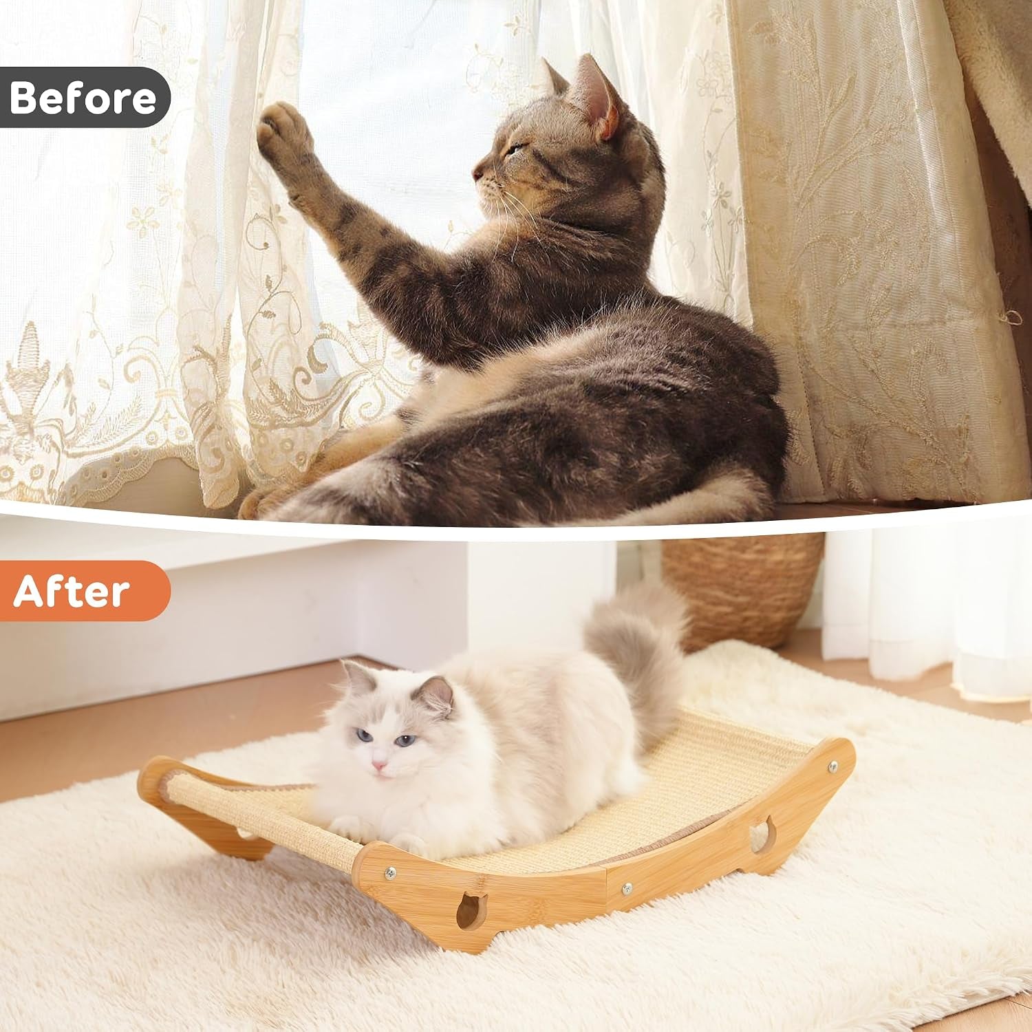 cat-scratcher-hammock-bed-u-shaped-wood-sisal-lounger-furniture-protector-pingping-go-23-6-x-13-8-inch-wood-frame-natural-sisal-indoor-outdoor-for-large-cats