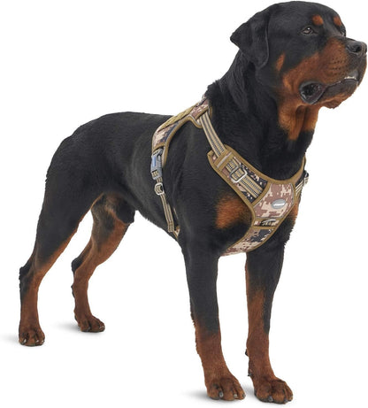 Auroth Tactical Dog Harness for Large Dogs No Pull Adjustable Pet Harness Reflective K9 Working Training Easy Control Pet Vest Military Service Dog Harnesses Army Yellow L76