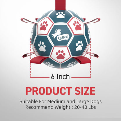 QDAN Dog Balls, 6 Inch Dog Soccer Ball with Straps, Herding Balls for Dogs | Outdoor Dog Toys Balls for 20-40 Lb Dogs, Puppy Ball to Keep Them Busy, Dog Pool Water Play Toy, Puppy Birthday Gifts9