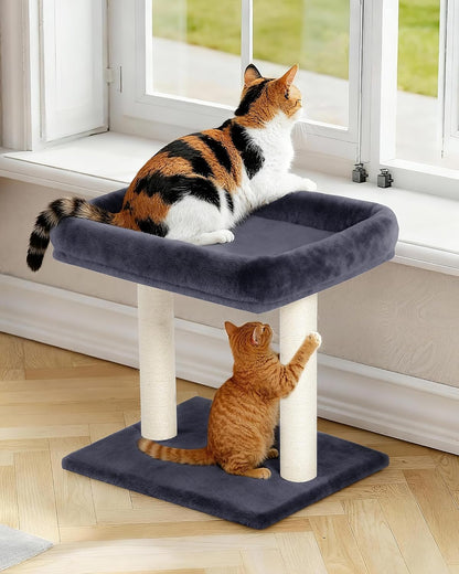19" Small Cat Tree with Scratching Post for Indoor Cats with Perch | Dark Gray, Removable 19"×15.8" Perch Bed, Dual Natural Sisal Scratcher,Small Cat Tower,Space-Saving4