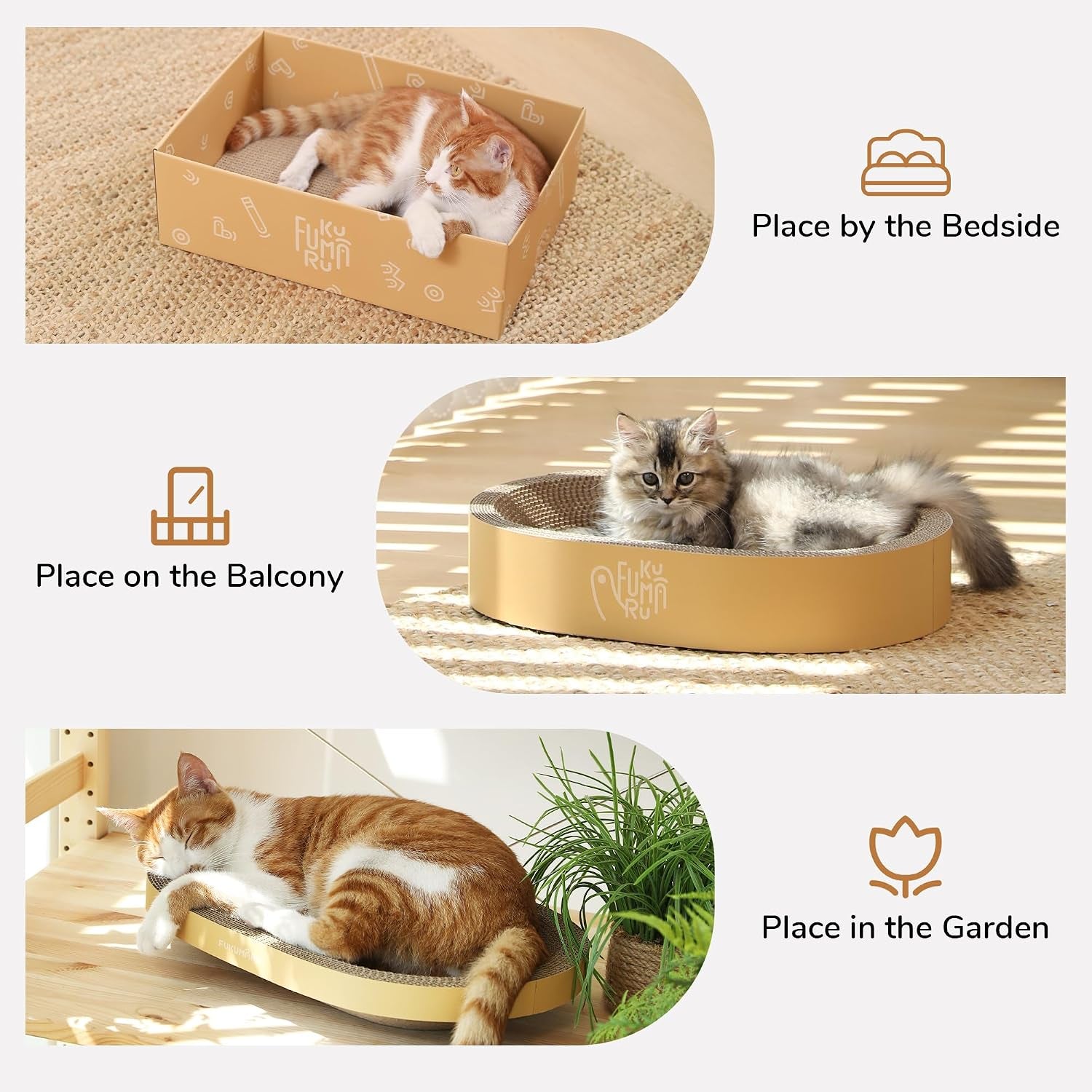 fukumaru-3pcs-cardboard-cat-scratcher-bed-durable-oval-cat-scratch-pads-round-cats-scratching-board-set-large-scratcher-box-for-indoor-cats-kitten-scratcher-bowl-couch-sofa-furniture-protector