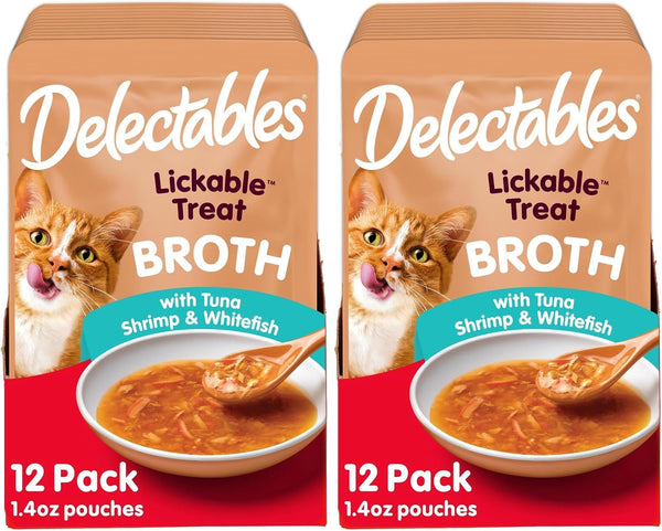 Delectables Savory Broths Lickable Wet Cat Treat Variety Pack, 12Count(Pack of 1)18