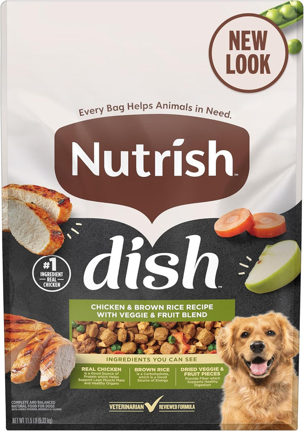 Nutrish Dish Chicken & Brown Rice Recipe with Veggie & Fruit Blend Dry Dog Food, 3.75 Lb. Bag (Rachael Ray)10