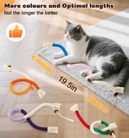 Cat Chew Ropes 4Pcs, Safe Cat Chew Toys for Indoor Cats with Catnip | with Gall Fruit,Safe Teeth Cleaning Chew Toys,Interactive Kitten Nip Toys for All Breeds,19.5 Inches,Boredom Buster6