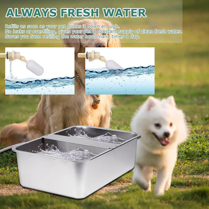 6 Gal Automatic Dog Water Bowl Dispenser Stainless Steel Dog Waterer for Large Breed Dogs, Outdoor Extra Large Bowl for Cats Pets Livestock Chicken5