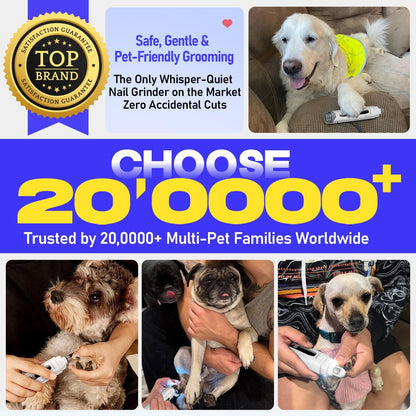 Whisper-Quiet Dog Nail Grinder 50% More Powerful for Sensitive Dogs,Cats | 6-Speed Pet Nail Trimmer with LED Display & 4 LED Lights, 3 Grinding Bits, No Over-Cutting,Stress-Free Grooming for All Pets9