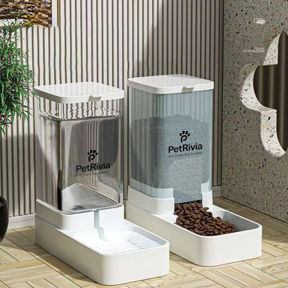 Automatic Cat Feeder and Water Dispenser, Dog Food and Water Bowl Set, Gravity Cat Feeder, Automatic Dog Water Dispenser, Pet Feeding Station, Cat Food and Water Bowl Set - Large Size (2.1Kg/3.8L)1